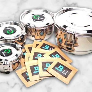 Humidity controlled cannabis storage containers