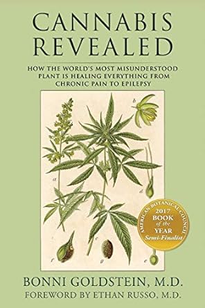 Cover of “Cannabis Revealed” by Dr. Bonni Goldstein, featuring a clean white background with a green cannabis leaf and subtitle about the plant’s therapeutic potential.
