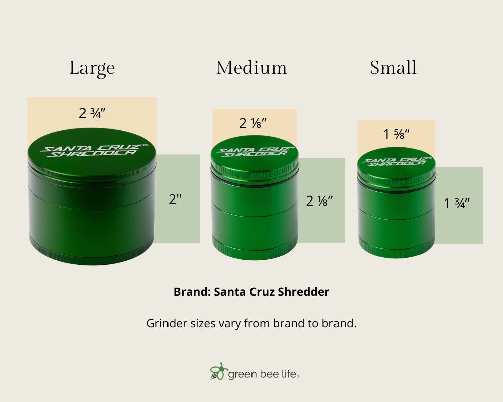 Weed grinder size chart