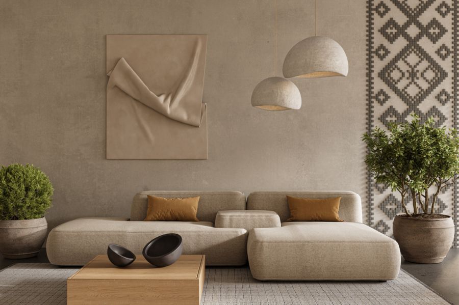 interior decor with hempcrete and hemp textiles