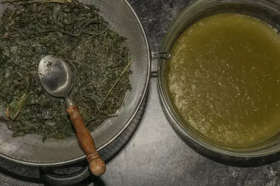 making of marijuana butter with leafs