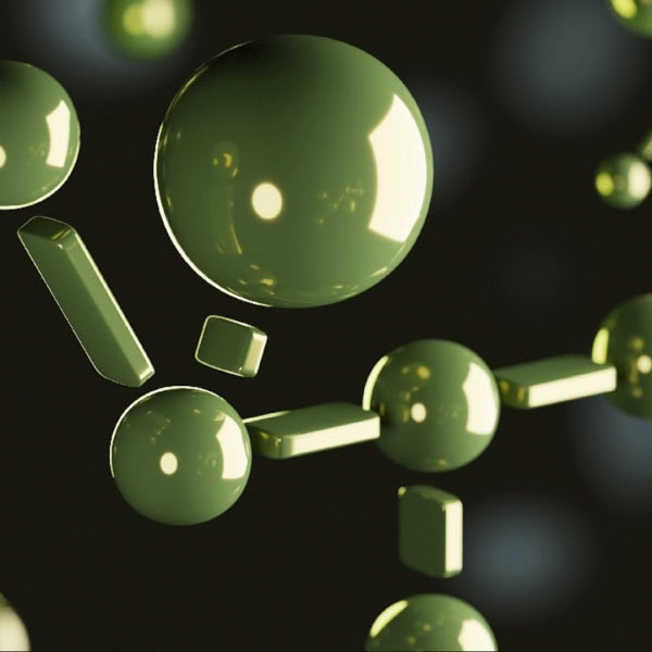 Abstract molecular illustration representing cannabinoids found in cannabis